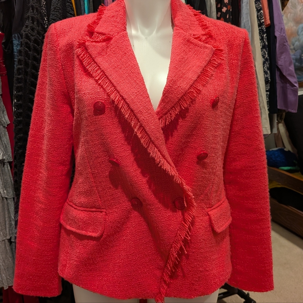 Women's Hot Pink Double-Breasted Jacket - L